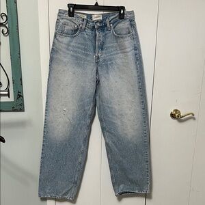 Universal Thread Light Wash Relaxed Women’s Jeans with Rhinestones